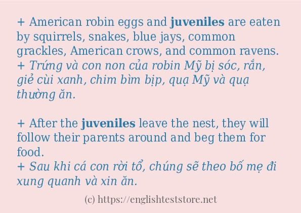 juveniles ví dụ cách dùng trong câu