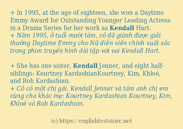 kendall các cách dùng và câu ví dụ kendall các cách dùng và câu ví dụ