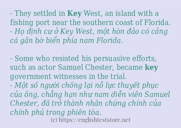 key cách dùng và ví dụ trong câu