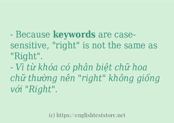 keywords ví dụ và cách sử dụng trong câu