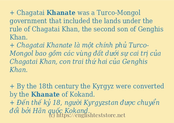 khanate áp dụng trong câu và ví dụ
