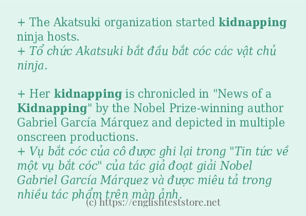 kidnapping ví dụ và cách sử dụng trong câu