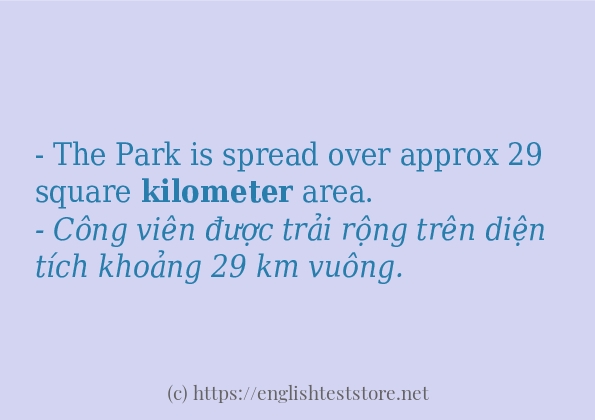 kilometer câu ví dụ và cách sử dụng