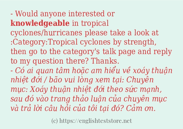 knowledgeable cách sử dụng và câu ví dụ