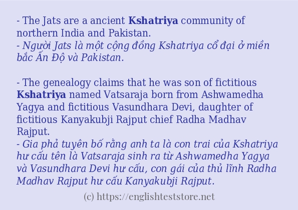 kshatriya câu ví dụ về cách dùng