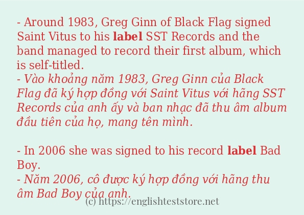 label các ví dụ và câu điển hình