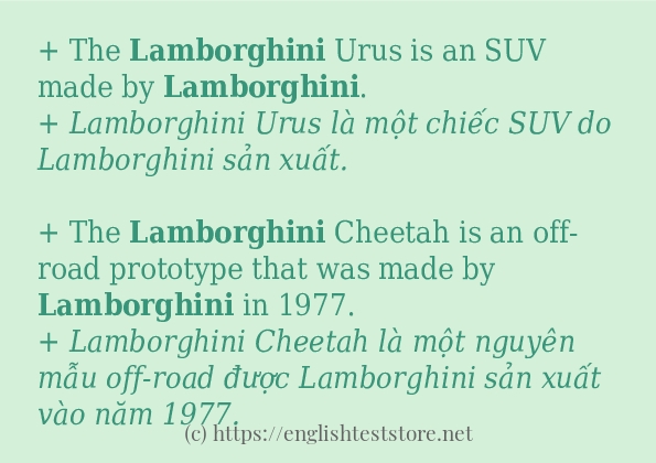 lamborghini câu ví dụ về cách dùng