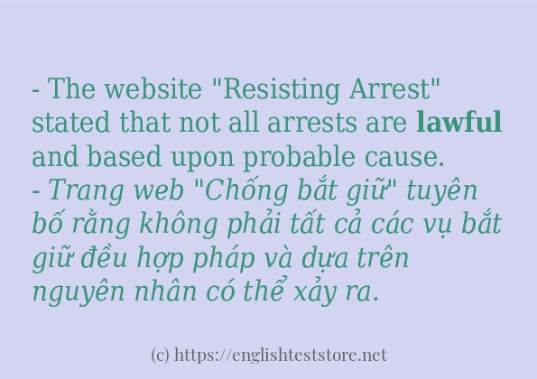 lawful ví dụ và cách sử dụng trong câu