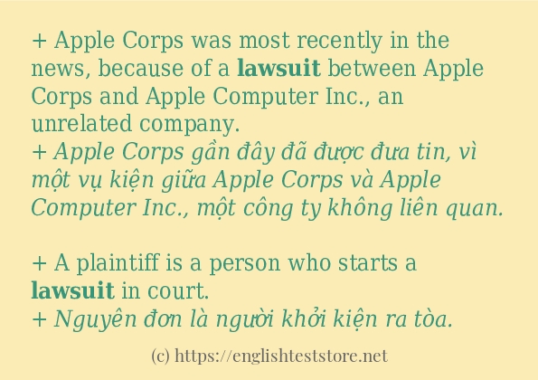 lawsuit sử dụng thực tế trong câu