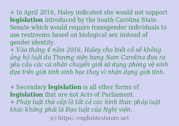 legislation cách sử dụng trong câu và ví dụ