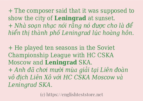 leningrad sử dụng thực tế trong câu