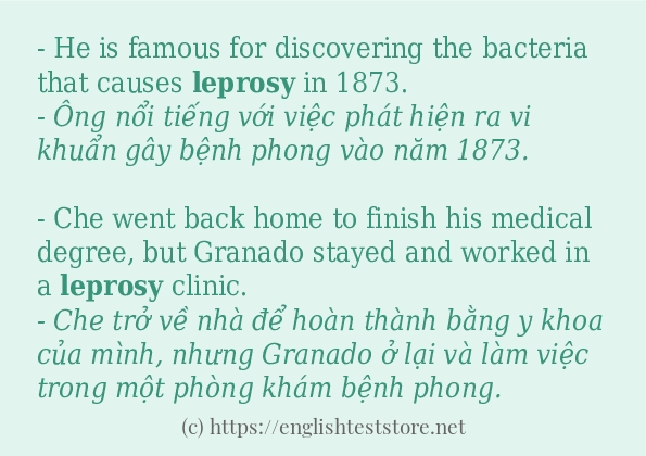 leprosy ví dụ và cách sử dụng trong câu