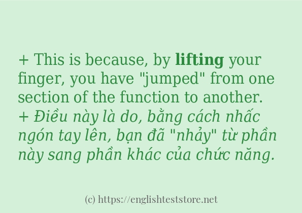lifting sử dụng thực tế trong câu