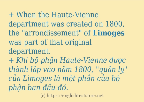 limoges câu ví dụ về cách dùng