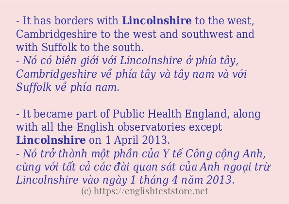 lincolnshire cách dùng và ví dụ trong câu
