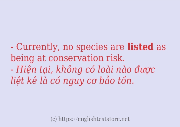 listed cách sử dụng trong câu và ví dụ