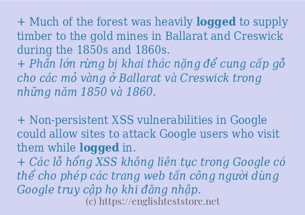 logged các ví dụ và câu điển hình
