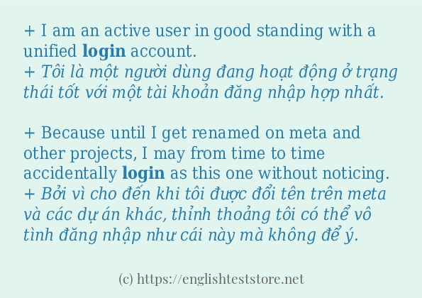 login cách dùng và ví dụ trong câu