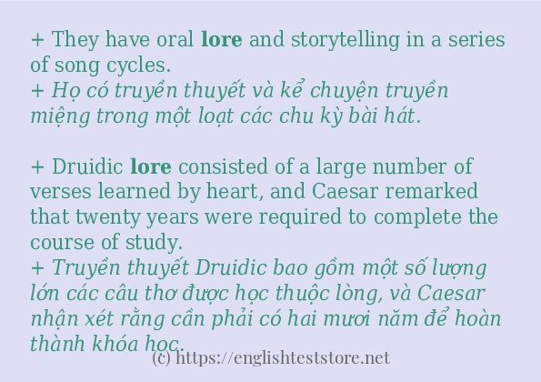 lore các ví dụ và câu điển hình