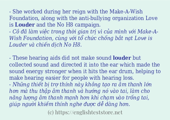 louder sử dụng như thế nào và câu ví dụ