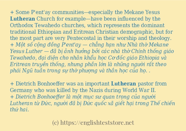 lutheran cách dùng trong câu và ví dụ