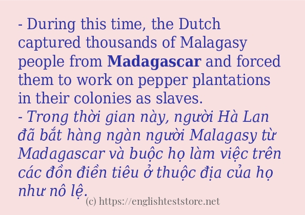 madagascar sử dụng như thế nào và câu ví dụ