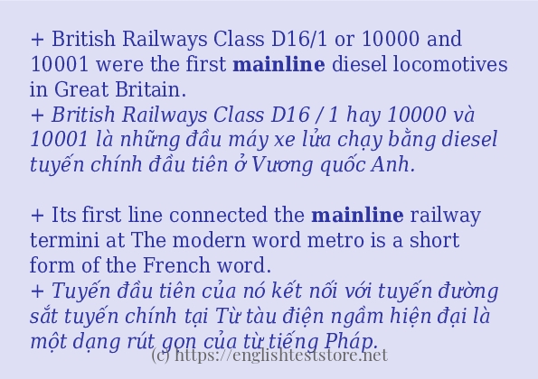 mainline câu ví dụ và cách dùng
