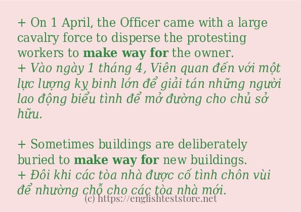 make way for sử dụng như thế nào và câu ví dụ