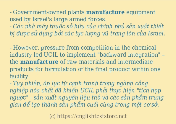 manufacture cách sử dụng và câu ví dụ