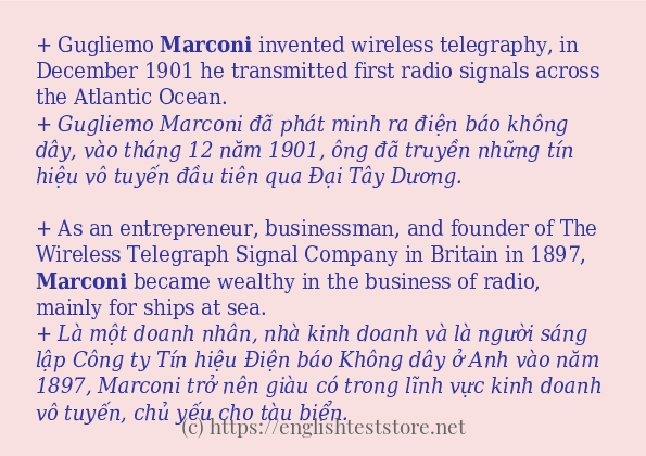 marconi câu ví dụ và cách sử dụng