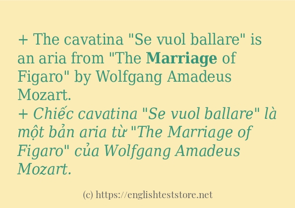 marriage các ví dụ và câu điển hình