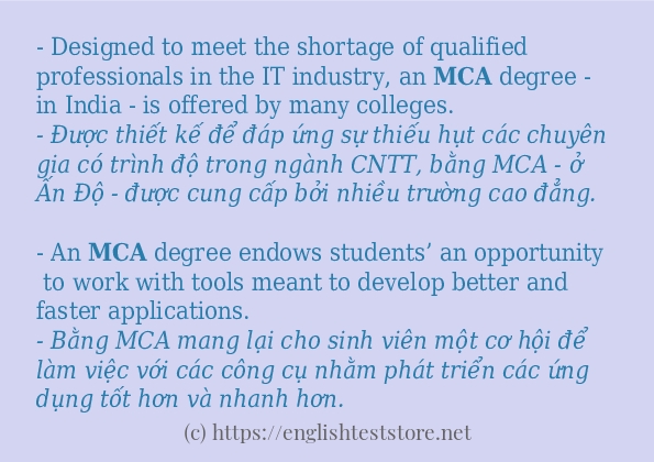mca sử dụng như thế nào và câu ví dụ