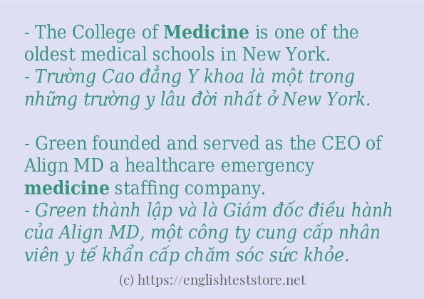 medicine các ví dụ và câu điển hình