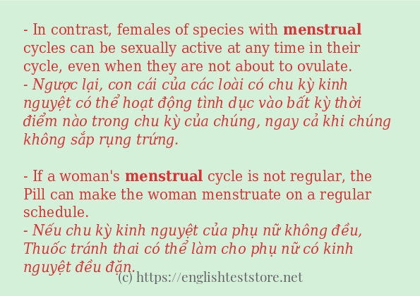 menstrual cách dùng trong câu và ví dụ
