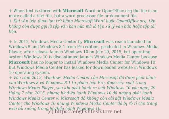 microsoft các ví dụ và câu điển hình