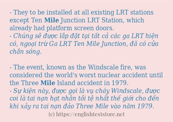 mile cách sử dụng và câu ví dụ