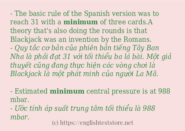 minimum cách sử dụng trong câu và ví dụ