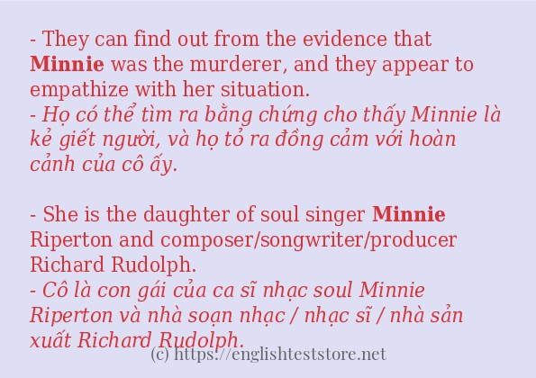 minnie câu ví dụ và cách sử dụng
