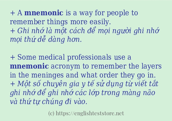 mnemonic các cách dùng và câu ví dụ