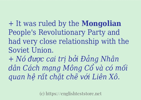 mongolian cách sử dụng và câu ví dụ