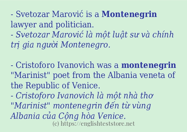 montenegrin ví dụ và cách sử dụng trong câu montenegrin ví dụ và cách sử dụng trong câu
