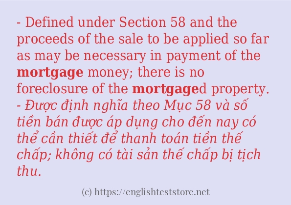 mortgage cách sử dụng trong câu và ví dụ