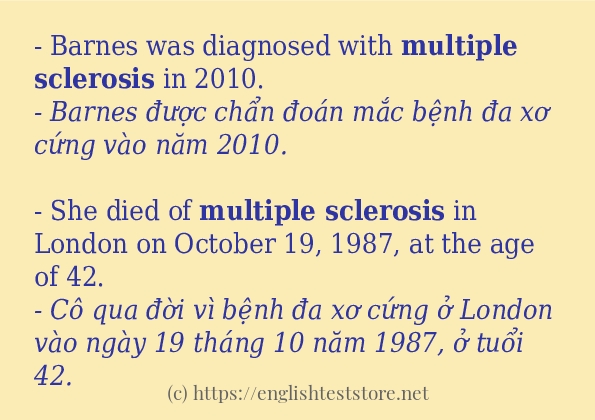 multiple sclerosis câu ví dụ và cách dùng