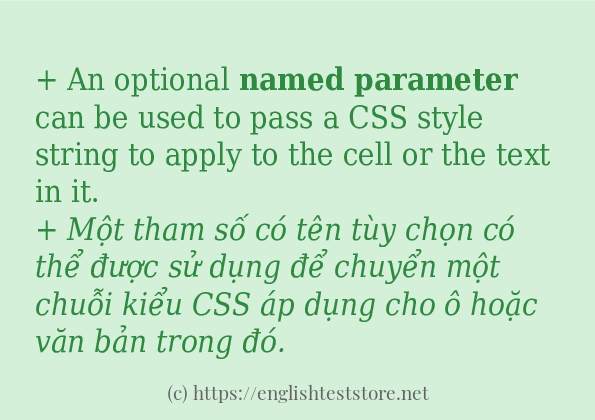 named parameter sử dụng thực tế trong câu