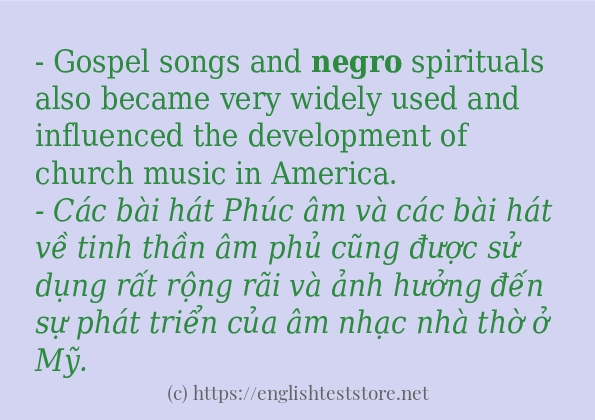 negro cách sử dụng trong câu và ví dụ