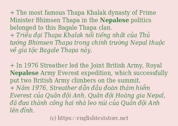 nepalese áp dụng trong câu và ví dụ