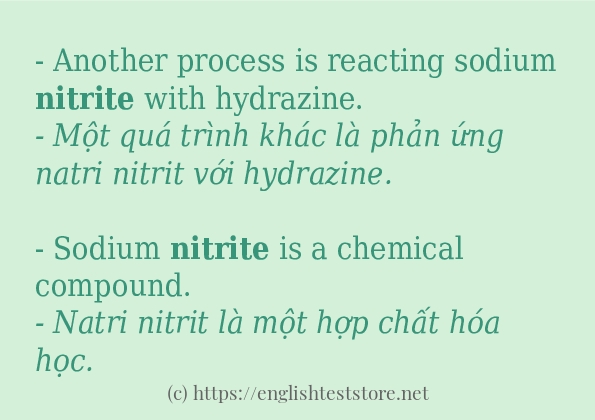 nitrite ví dụ và cách sử dụng trong câu