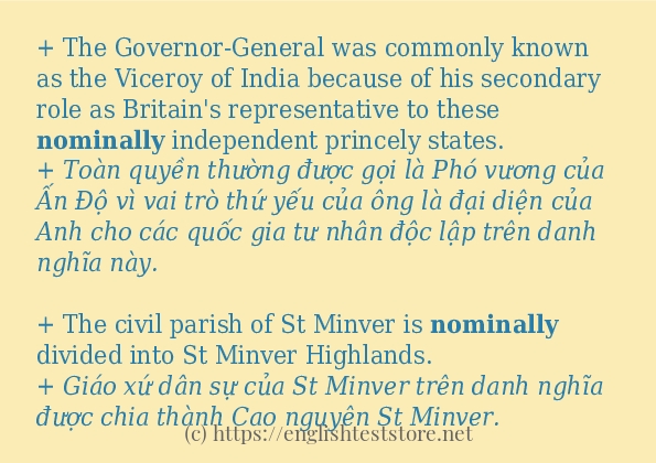 nominally cách dùng và câu ví dụ