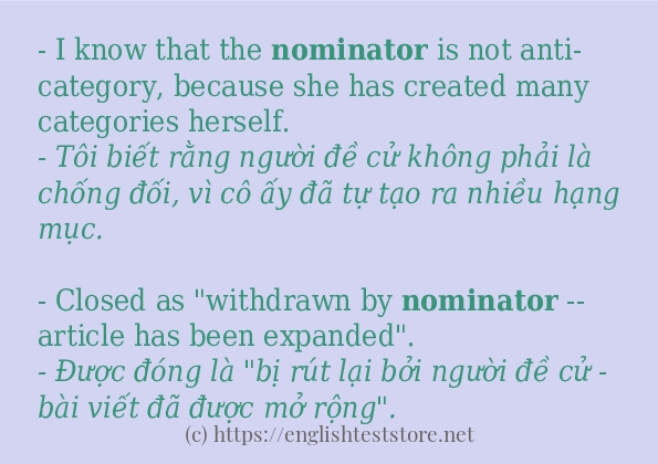 nominator ví dụ cách dùng trong câu