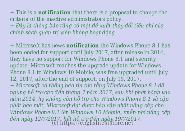 notification sử dụng như thế nào và câu ví dụ